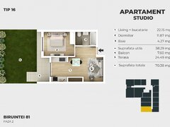 Metrou Berceni, apartament tip studio, curte proprie 24 mp